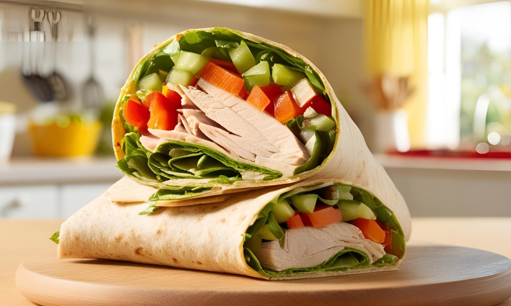 Wrap Integral com Vegetais e Peito de Peru: Leve e Prático