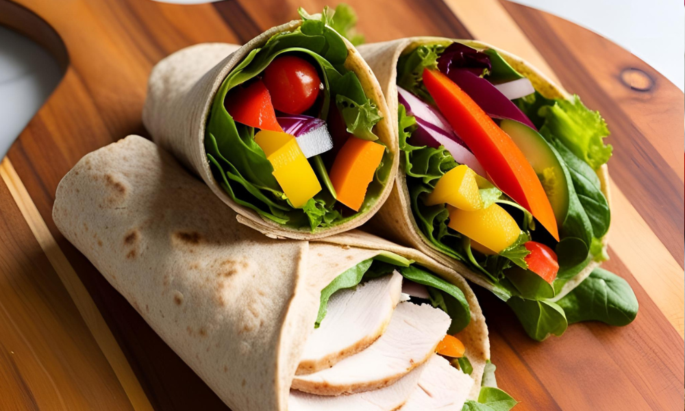 Wrap Integral com Vegetais e Peito de Peru: Leve e Prático