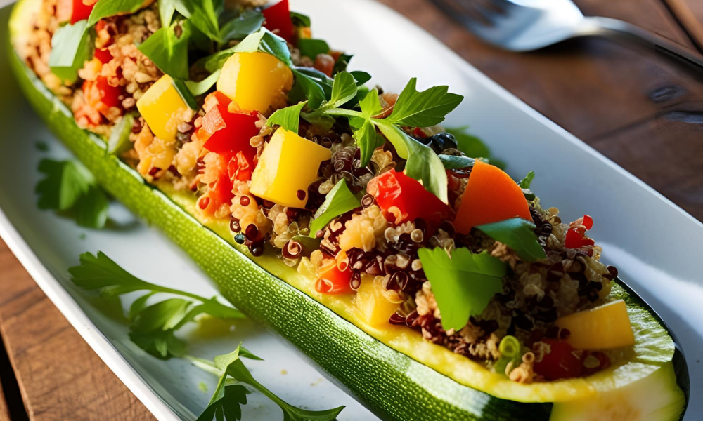 Jantar Leve: Abobrinha Recheada com Quinoa e Legumes