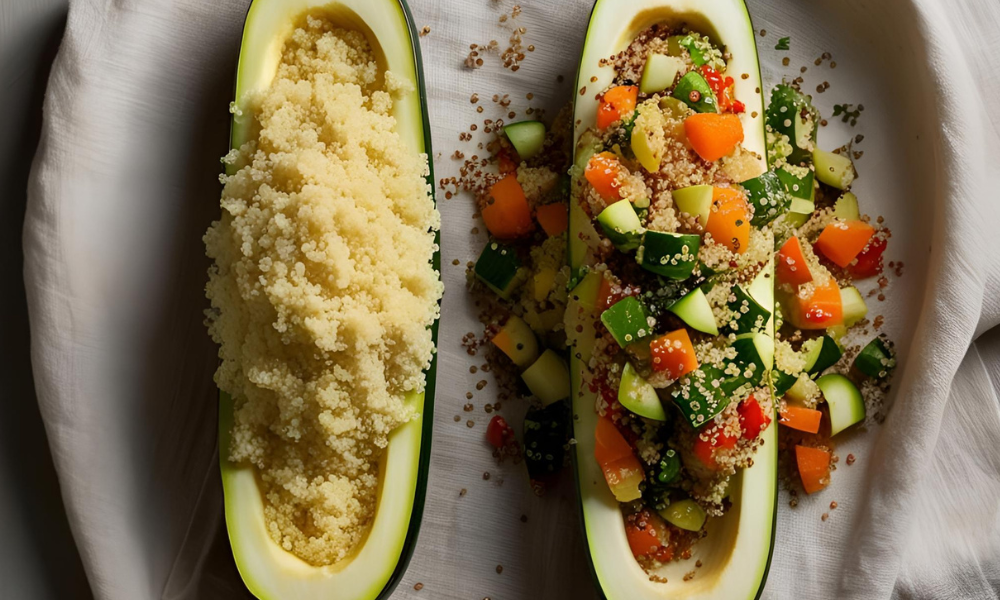Jantar Leve: Abobrinha Recheada com Quinoa e Legumes