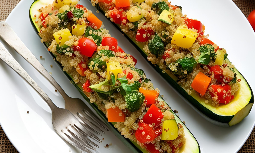 Jantar Leve: Abobrinha Recheada com Quinoa e Legumes