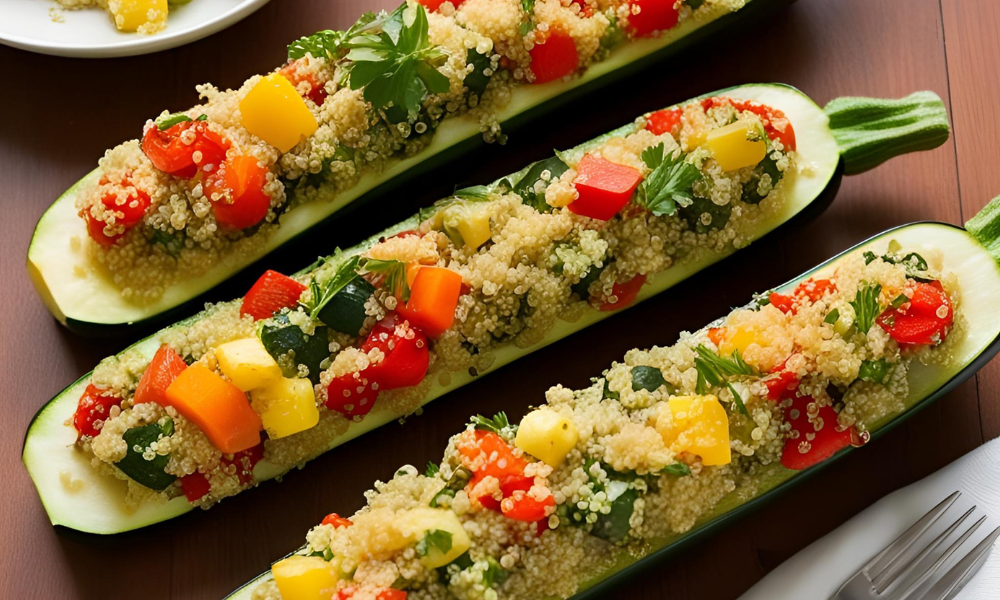 Jantar Leve: Abobrinha Recheada com Quinoa e Legumes